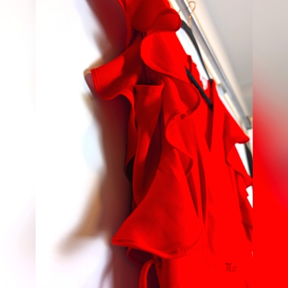 Red Ruffle Sleeve Flouncy Dress Size XS - Picture 4 of 8